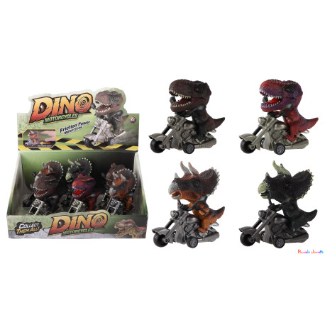 DINO SUR UNE MOTO A FRICTION, 11CM, ASST